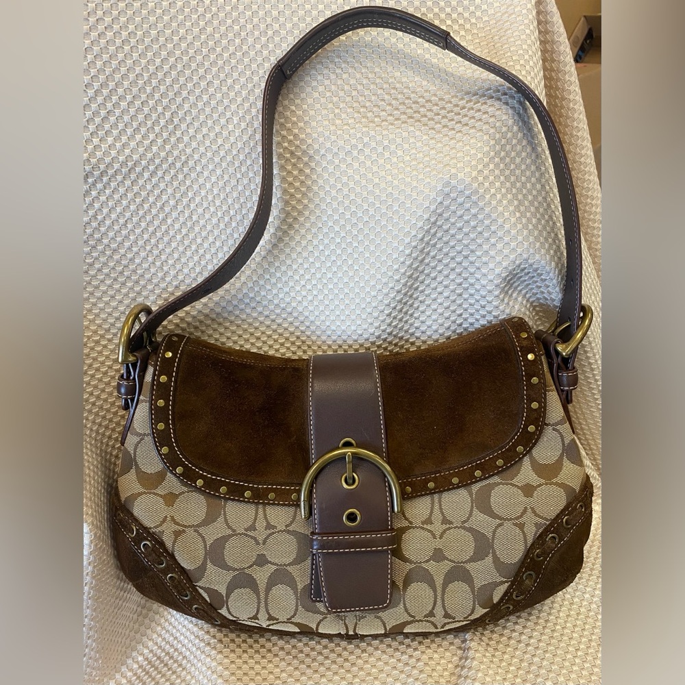 Never Used Vintage Coach Shoulder Bag. Suede Mix Soho.